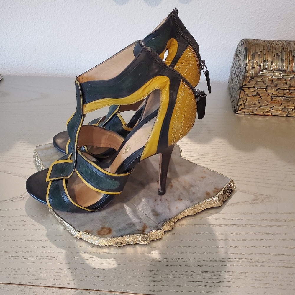 L. A. M. B. Tri colored high heel sandal